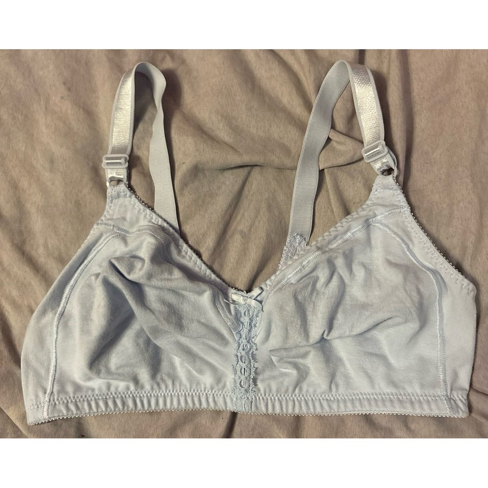 Bali Full Figure Blue Double‎ Support Cotton Wireless Full Cov. Bra (3036), 40C